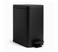 Relaxdays Rubbish Bin, 10 Litres, 16 cm Slim, Softclose, Foot Pedal, Inner Bin, Kitchen & Bathroom, Matte Waste Bin, Black