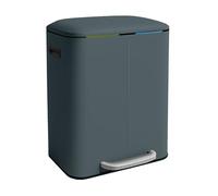 Relaxdays Rubbish Bin, 2 Compartments, 2 x 20 L, Removable Inner Bucket, Soft Close, Foot Pedal, Metal, Kitchen Waste Separator, Grey, Stainless steel, steel, plastic, Gray, 2X 20 l