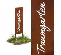 Relaxdays Rust-Effect Garden Stake, Dream Garden, HB: 85x28 cm, Weatherproof, Rustic Iron, Brown