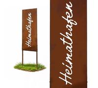 Relaxdays Rust-Patina Garden Decoration, Weatherproof Iron Stake, Home Port, 85x28 cm, Rust Brown