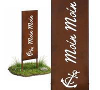 Relaxdays Rust-Patina Garden Stake, Moin Moin, Weatherproof, Rustic Iron, 115 x 28 x 1.5 cm, Brown
