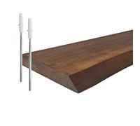 Relaxdays Rustic Live Edge Wall Shelf, Solid Pine, Floating Design, 3 Sizes, Multiple Colors