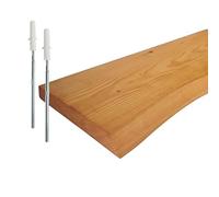 Relaxdays Rustic Wall Shelf, Live Edge Floating Storage, 60 x 22 x 3 cm, Solid Pine Natural