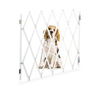Relaxdays Safety Gate, Dog Barrier, Extendable up to 118 cm, 69-82.5 cm high, Bamboo & Iron, Stairs & Doors Guard, White