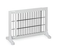 Relaxdays Safety Gate for Children & Pets, HxD: 56 x 70-115 cm, with Feet and Floor Protectors, Free-Standing, White, Wood