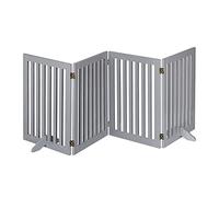 Relaxdays Safety Gate for Children & Pets, Retractable, with Feet and Floor Protectors, Free-Standing, 70 x 207 cm, Grey, Fibreboard