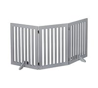 Relaxdays Safety Gate for Children & Pets, Retractable, with Feet and Floor Protectors, Free-Standing, 70 x 154 cm, Grey