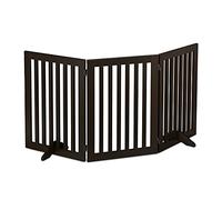 Relaxdays Safety Gate for Children & Pets, with Feet and Floor Protectors, Free-Standing Barrier, 92 x 154 cm, Brown, Fibreboard