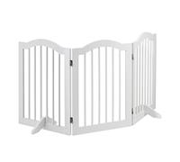 Relaxdays Safety Gate, Retractable Fence with Feet for Children & Pets, Free-Standing Barrier, HWD: 70 x 154 x 30, White, Fibreboard