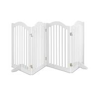 Relaxdays Safety Gate, Retractable Fence with Wide Feet, for Children & Pets, Free-Standing Barrier, HW: 92 x 154, White, Fibreboard