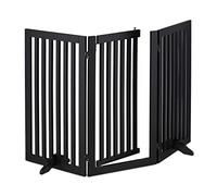 Relaxdays Safety Gate with Door, Retractable, with Feet, Children & Pets, Free-Standing Barrier, HxW: 92x154 cm, Black, Fibreboard