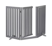 Relaxdays Safety Gate with Door, Retractable, with Feet, Children & Pets, Free-Standing Barrier, HxW: 92x154 cm, Grey, Fibreboard