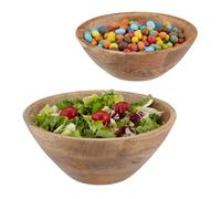 Relaxdays Salad Bowl Set of 2 Mango Wood