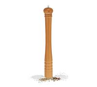 Relaxdays Salt and Pepper Mill, XXL Spice Mill, Wooden, Ceramic Grinding, Manual, HxD: 51.5 x 6 cm, Classic, Natural