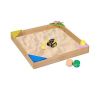 Relaxdays Sandpit, 4 Coloured Corner Seats, HxWxD: 11.5 x 90 x 90 cm, Fir Wood, Rectangular Natural Wooden