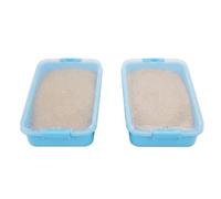 Relaxdays Sandpit with Lid, set of 2, plastic, HxWxD: 8 x 38 x 25 cm, small sandpit for kids, light blue