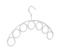 Relaxdays Scarf Hanger, Rubber, 7 Rings, for Scarves and Blankets, Non-slip, Metal, HxW 24.5x38cm, Ø 5cm, Light Grey, Iron, 24.5x38 cm
