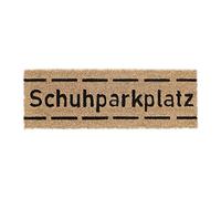 Relaxdays Schuhparkplatz Print Welcome Doormat Rubber, 75 x 25 cm, Door Mat Inside & Outside, Non-Slip, Coir/Black, Coco