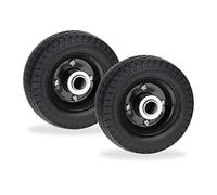 Relaxdays Scooter Wheels, 6x2, Set of 2, Solid Rubber, Steel Centre, Replacement Tyres, Puncture-Proof, Black