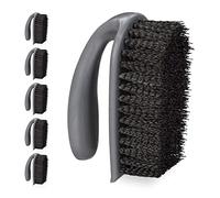 Relaxdays Scrubbing Brush, Set of 6, Hard Bristles, with Handle, Bathroom, Kitchen, Carpets, Shoe Cleaner, Plastic, Grey, 13 x 6.5 x 8.5 cm
