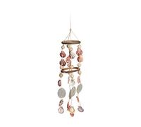 Relaxdays Seashell Wind Chimes, Driftwood, Maritime Beach Garland, Garden Decoration, Capiz Mobile, 75 cm, Natural