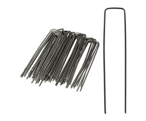 Relaxdays Securing Pegs, Set of 50, Bevelled Tips, Drive Into The Ground, Weed Control, 15 cm Long, 2 mm Ø, Steel, Silver