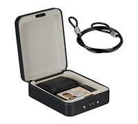 Relaxdays Security Box, Combination Lock, Portable, Security Cable, Car Safe, H x W x D: 6 x 16 x 20 cm, Steel, Black