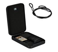 Relaxdays Box, Key Lock, Portable, Security Cable, Car Safe, H x W x D: 5 x 17 x 25 cm, Steel, Black