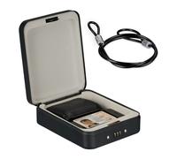Relaxdays Box, Combination Lock, Portable, Security Cable, Car Safe, H x W x D: 6 x 16 x 20 cm, Steel, Black