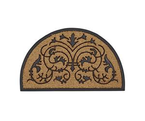 Relaxdays Semi-Circular Coir Doormat 100 x 60 cm w/ Anti-Slip Rubber Underside Welcome Mat, Brown