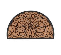 Relaxdays Semicircular Doormat, Coir & Rubber, Decorative Design, 100 x 60 cm, Indoor & Outdoor Welcome Mat, Natural