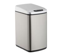 Relaxdays Sensor Bin 12L, Square Trash Can With Lid & Bucket, Kitchen & Bath, Automatic Waste Collection, Silver
