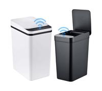 Relaxdays Sensor Bin Set, 9L & 15L, automatic lid, black/white