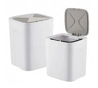Relaxdays sensor bins, set of 2, 14 & 16 litres, automatic lid, cream