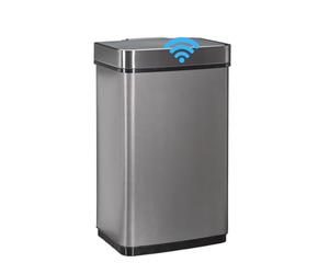 Relaxdays Sensor Waster Bin, 60 L Trash Can, Stainless Steel Kitchen Garbage Pail with Motion Sensor, Battery-Operated, Grey