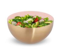 Relaxdays Serving Bowl, Stainless Steel, 3.5 L, Round, Metal, for Salad & Snacks, Baking & Mixing, Ø 25 cm, Pink/Gold