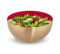 Relaxdays Serving Bowl, Stainless Steel, Red/Gold, 25 cm
