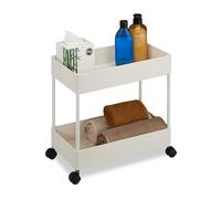 Relaxdays Serving Cart, 80% plastic 20% stainless steel, White, 38 x 39.5 x 21.5 cm