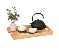 Relaxdays Serving Tray, Breakfast in Bed Tablet, with Rim and Handles, Bamboo, Snacks, Coffee & Tea, 6x48x33cm, Natural