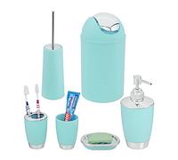 Relaxdays Set, 6 Pieces, Accessories, Plastic, Complete Bathroom Equipment, Modern Design, Mint