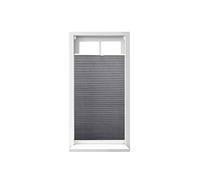 Relaxdays Set of 1 Pleated Blinds, No-Drilling, Adhesive Klemmfix, Folding Roller, Transparent, Shades, Grey, 60x130cm