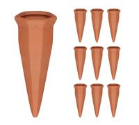 Relaxdays Clay Watering Spikes, Set of 10, Stakes for 1 L Plastic & Wine Bottles, Indoor & Outdoor Plants, Terracotta, Ceramics, 13 x 5 x 4.5 cm