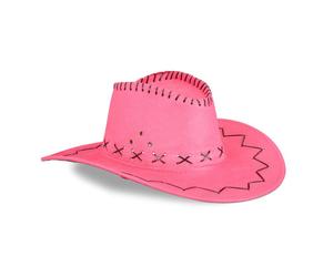Relaxdays Set of 10 Cowboy Costume Hat Pink