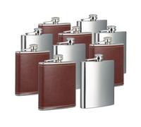 Relaxdays Set of 10 Flasks with Faux Leather