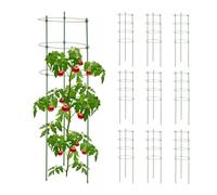 Relaxdays Set of 10 Plant Supports, Metal & Plastic, 90 cm Tall, 4 Adjustable...