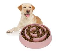 Relaxdays Set of 10 Slow Feeder Dog Bowl Pink