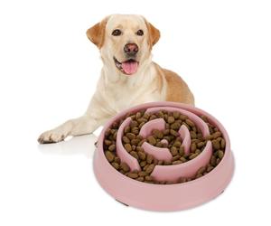 Relaxdays Set of 10 Slow Feeder Dog Bowl Pink