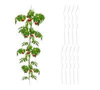 Relaxdays Spiral Tomato Stakes, Set of 10, Vegetable Climbing Rods, Supports, Galvanised Steel, Ø 5 mm, 90 cm, Silver, 90 x 3 x 3 cm