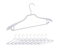 Relaxdays Set of 10 Suit Hangers, Wide Shoulder Support, Non-Slip Rubberised, Trouser Bar, Hooks, 19 x 45 x 3.5 cm, Grey