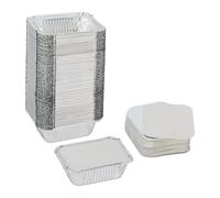 Relaxdays Set of 100 Aluminium Trays with Lids